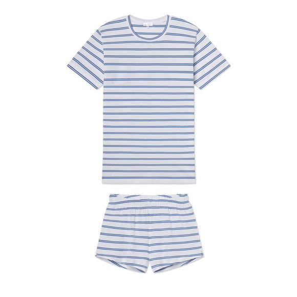 Lake Pajamas Pima Classic Short Set Seaport Tidal Stripe Sz XL New NWT - Picture 1 of 3